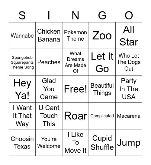 Bronco Singo Bingo Card