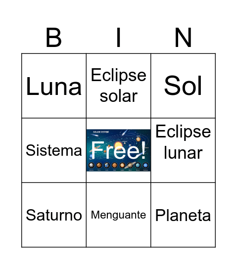 El Bingo Espacial Bingo Card