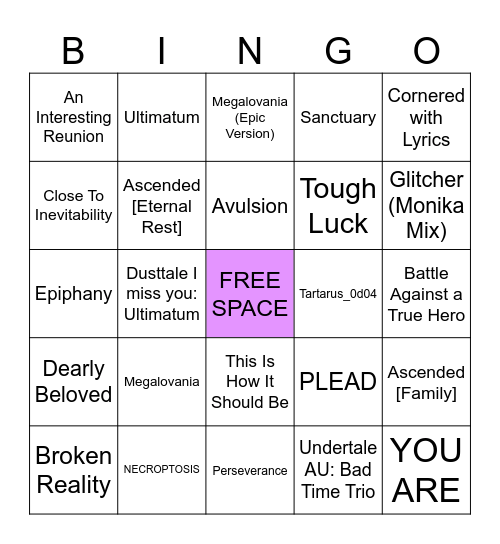 Isaiah's Favorites Bingo Card