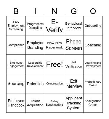 HR Essentials Bingo Card