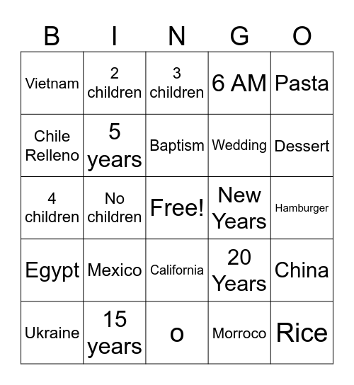Questioning Bingo Card