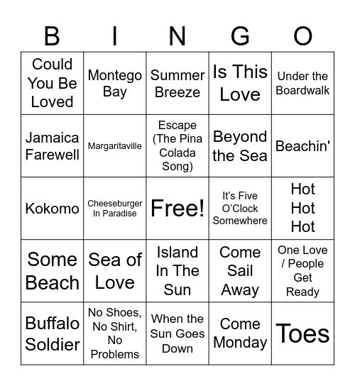 Tropical MB Round 1 Bingo Card
