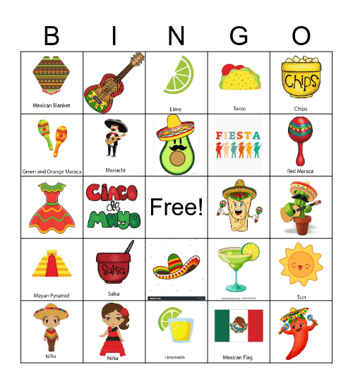 Cinco de Mayo Bingo Card