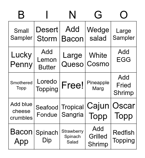 Saltgrass Bingo Card