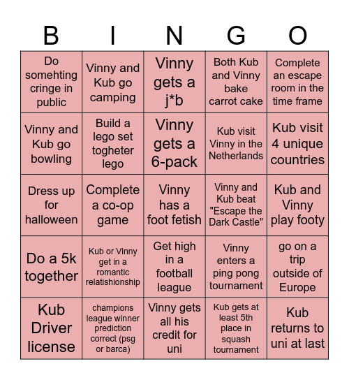 Vinny bingo 2026 Bingo Card