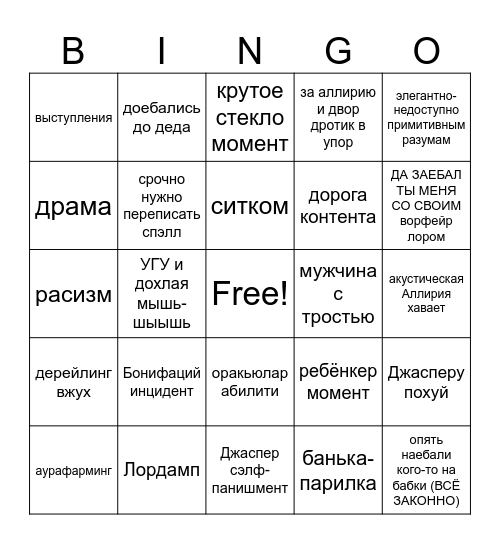 Returnal Nights Bingo Card
