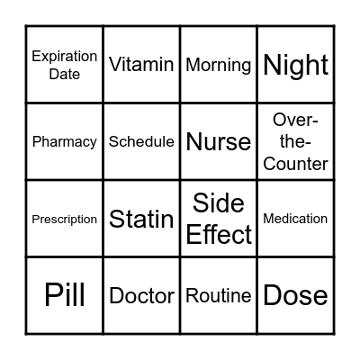 Medication Bingo Card