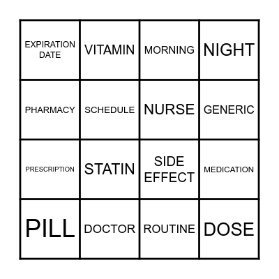 Medication Bingo! Bingo Card