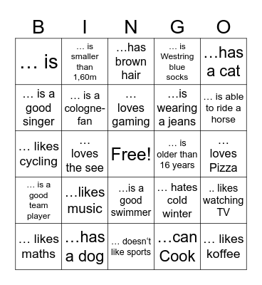 find someone who Bingo Card