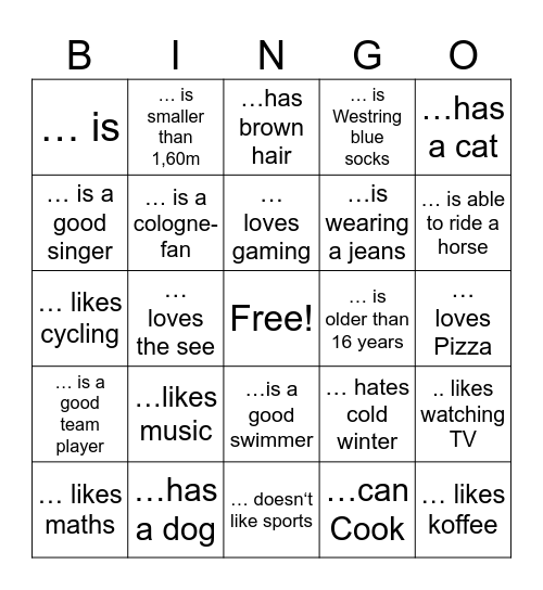 find someone who Bingo Card