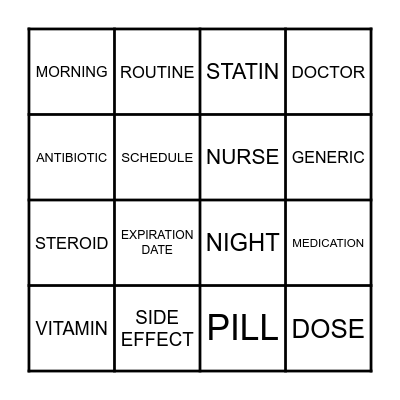Medication Bingo! Bingo Card
