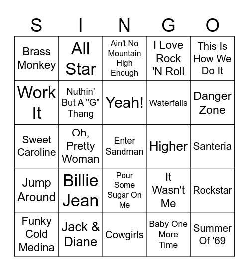 BANGERZ ONLY Bingo Card
