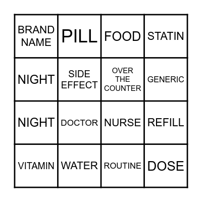 Medication Bingo! Bingo Card
