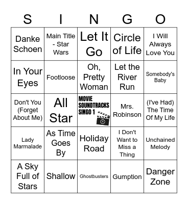 Movie Soundtracks Singo 1 - 40 songs Bingo Card