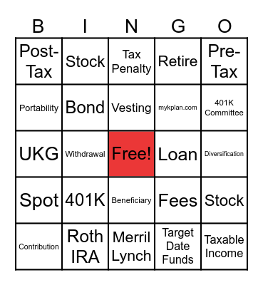 Retirement Bingo Card