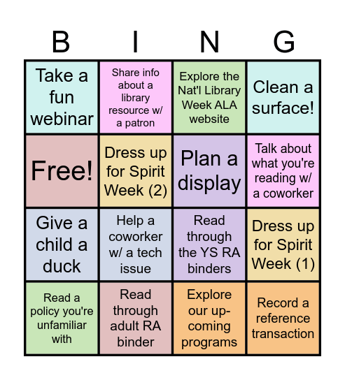 National Library Week Bingo 2026 Bingo Card