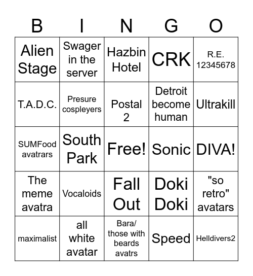 Something evil will happen-BINGO ! Bingo Card