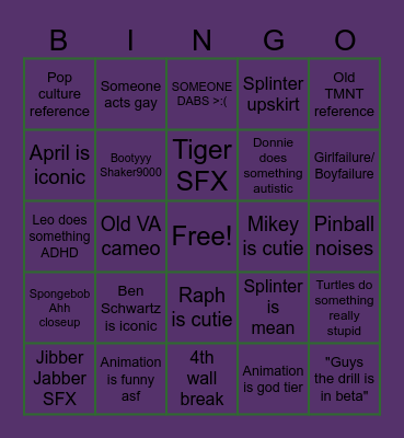 ROTTMNT Bingo Card