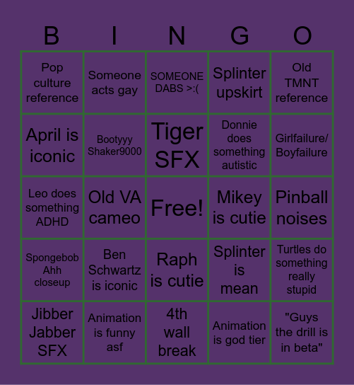 ROTTMNT Bingo Card