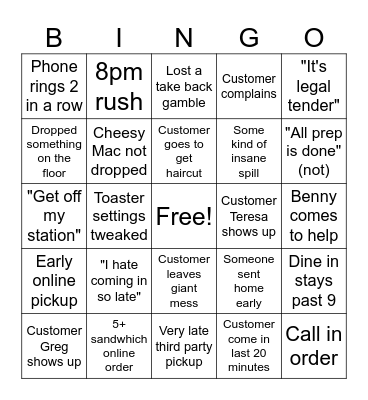 Firehouse Bingo Card