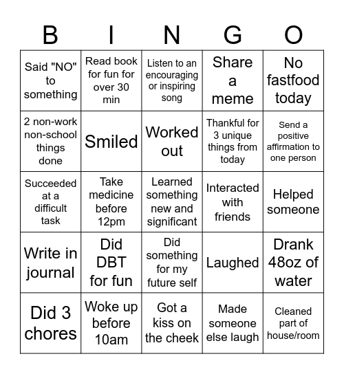 Anti-depression bingo Card