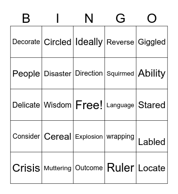 3rd Grade Bingo Card