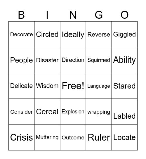3rd Grade Bingo Card