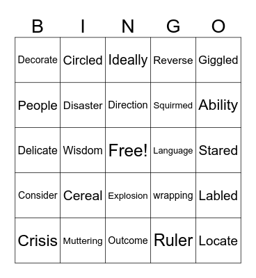 3rd Grade Bingo Card
