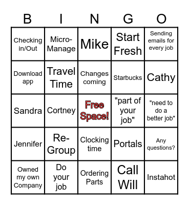 Tech Meeting Bingo Card