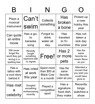 Find Someone Who: Bingo Card