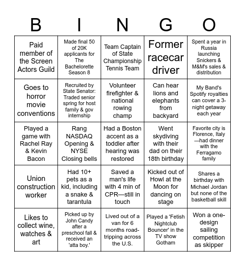 ZX Sales Conference - Nashville Bingo Card