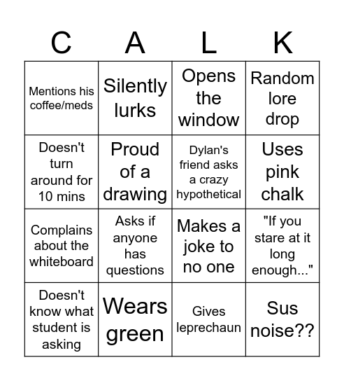 Pat Dan & Friends Bingo Card