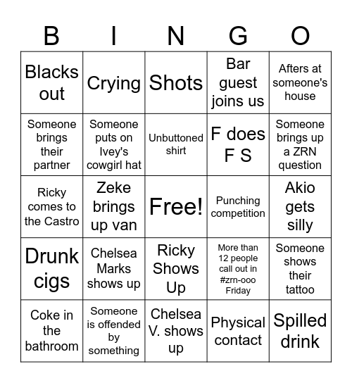 CARTA Social Bingo Card