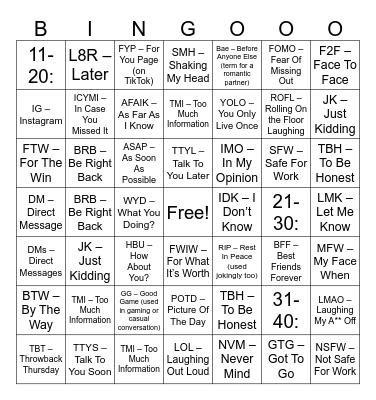 KIDS SAY WHAT? Bingo Card