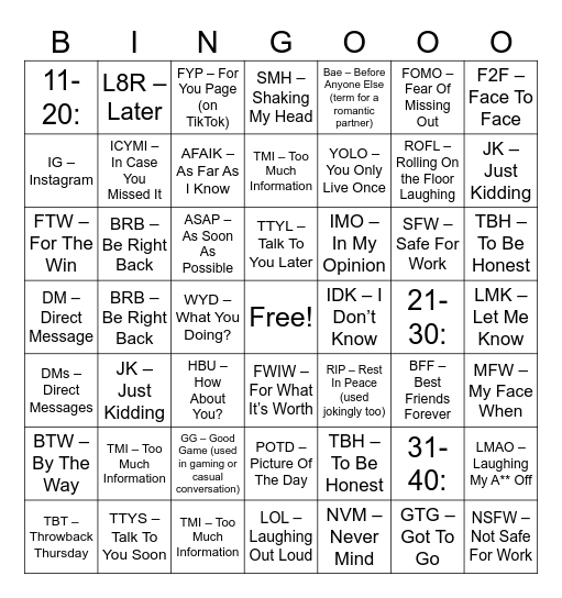 KIDS SAY WHAT? Bingo Card