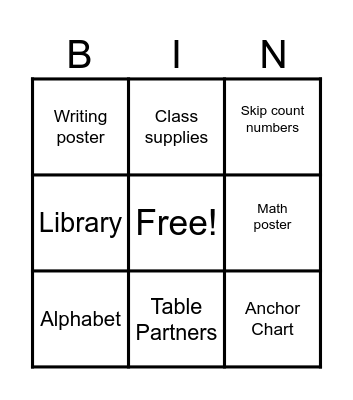 Classroom Resources Bingo Card