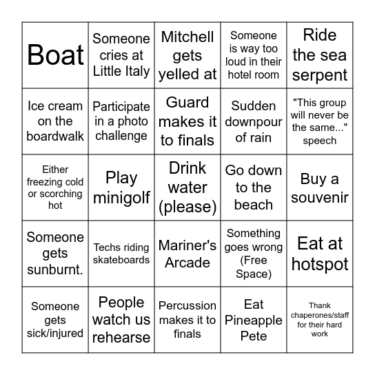 2026 Wildwood Bingo Card