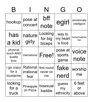 Hingego Bingo Card