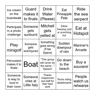 2026 Wildwood Bingo Card
