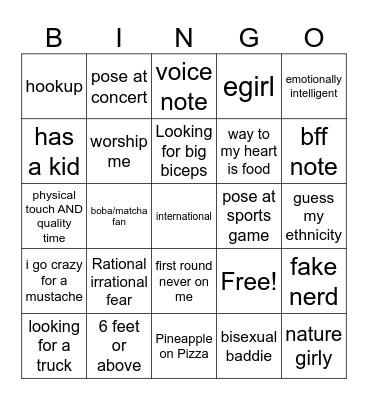 Hingego Bingo Card