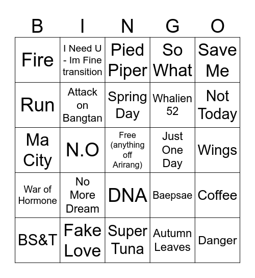 bts bingo Card