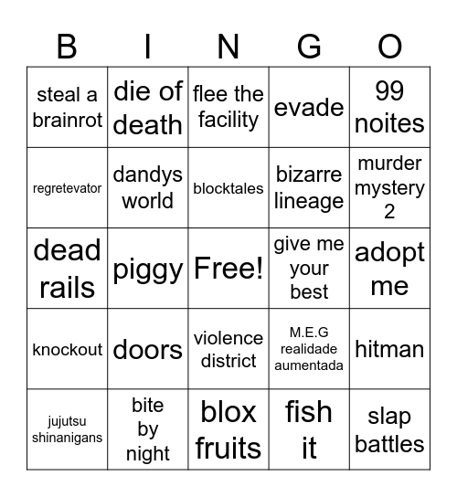 proximo jogo a entrar em polemica Bingo Card