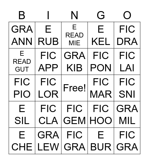 Call Number Bingo 2026b Bingo Card