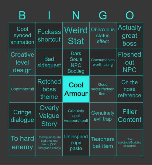 Lords of The Fallen Bingo Card