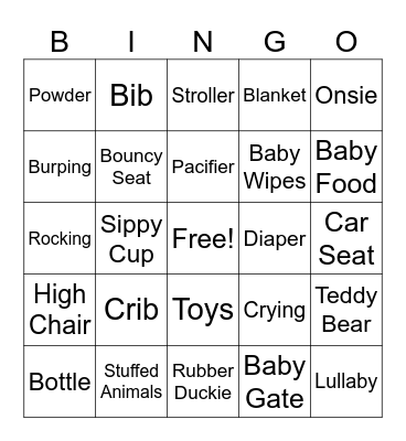 Baby Bingo Card