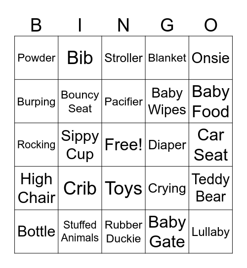 Baby Bingo Card