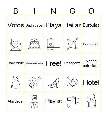 Lola’s Bridal Bingo Card