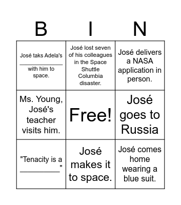 A Million Miles Away Bingo Card
