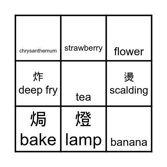 火部首BINGO Card