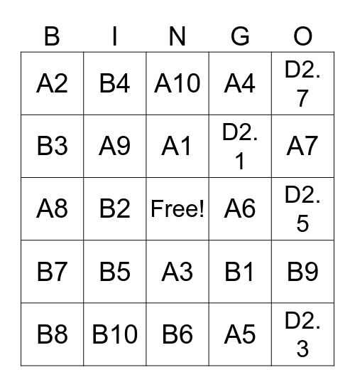 Learning English Review 1 Bingo Card